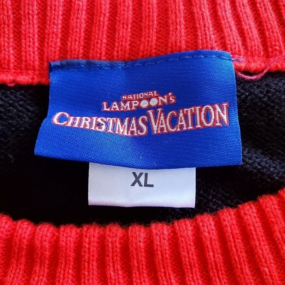7478 * National Lampoon's Christmas Vacation Sweater Black Red Size XL - Picture 3 of 9